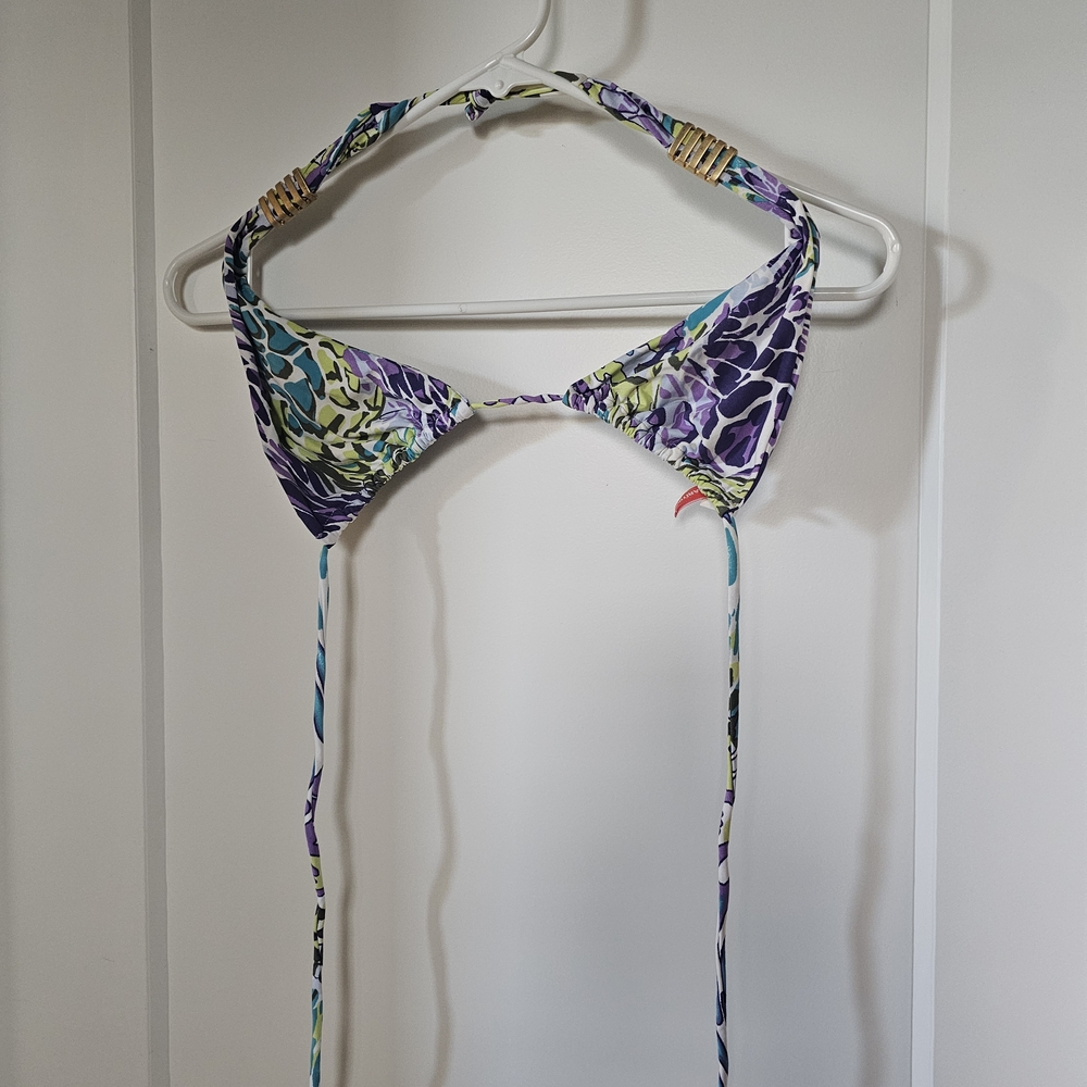 Vibrant Purple and Green Triangle Bikini